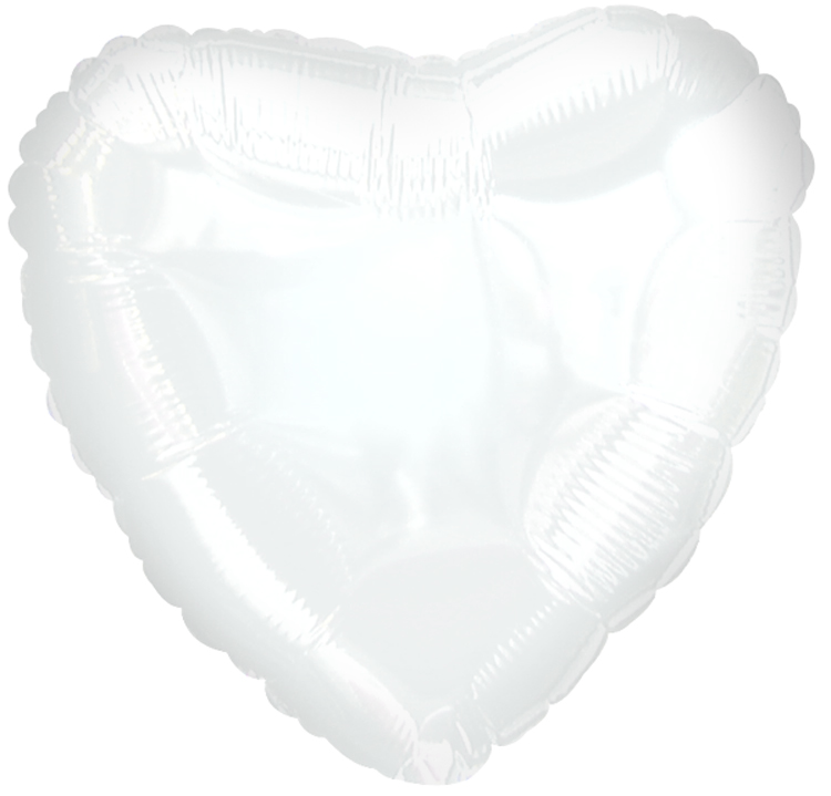 18" CTI Brand White Heart Foil Balloon