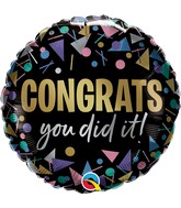 18" Round Congrats You Did It Metallic Foil Balloon