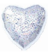 18" Silver Heart Pattern Dazzleloon Balloon