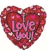 17" I Love You Pattern Hearts Foil Balloon