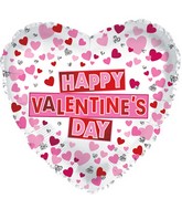 17" Happy Valentine's Day Red & Pink Hearts Foil Balloon