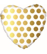 18" Gold Polka Dot Heart Foil Balloon