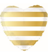 18" Gold Striped Heart Foil Balloon