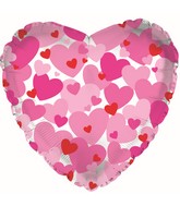 9" Airfill Only Pink Hearts-Clear Balloon