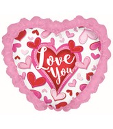 14" Airfill Only Happy Valentine's Day Chevron W/Ruffle Balloon