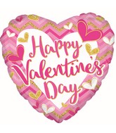 9" Airfill Only Happy Valentine's Day Pink & Glitter Foil Balloon
