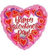 14" Airfill Only Happy Valentine's Day Glitterrame Heart Foil Balloon
