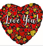 9" Airfill Only Love You Glitter Gold-Red Foil Balloon