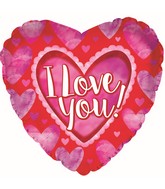 9" Airfill Only I Love You Watercolor Hearts Foil Balloon