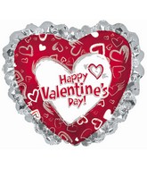 14" Airfill Only Happy Valentine's Day Crayon Heart Ruffle Balloon