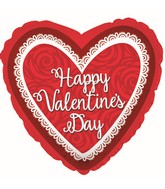 27" Happy Valentine's Day Doily Love You Roses Foil Balloon