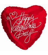 4" Airfill Only Happy Valentine's Day Hand Written Balloon