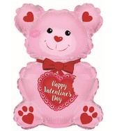 20" Happy Valentine's Day Pink Teddy Bear Foil Balloon
