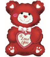 20" I Love You Red & White Teddy Foil Balloon