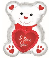 20" I Love You White Bear Balloon