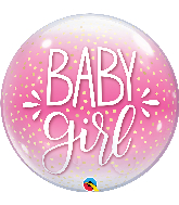 22" Single Baby Girl Pink & Confetti Dots Bubble Balloon