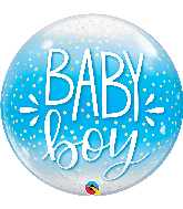 22" Single Baby Boy Blue & Confetti Dots Bubble Balloon