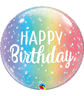 22" Happy Birthday Ombre & Dots Bubble Balloon