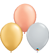 16" Silver, Gold, Rose Gold Pearl / Metallic Latex Balloons (50 Per Bag)