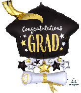 25" Satin Infused Cap & Diploma SuperShape Foil Balloon
