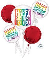 Bouquet Happy Birthday Rainbow Wishes Foil Balloon