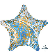 18" Marblez Blue Star Foil Balloon