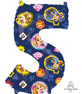 26" Paw Patrol Number 5 Mid Size Shape Foil Balloon