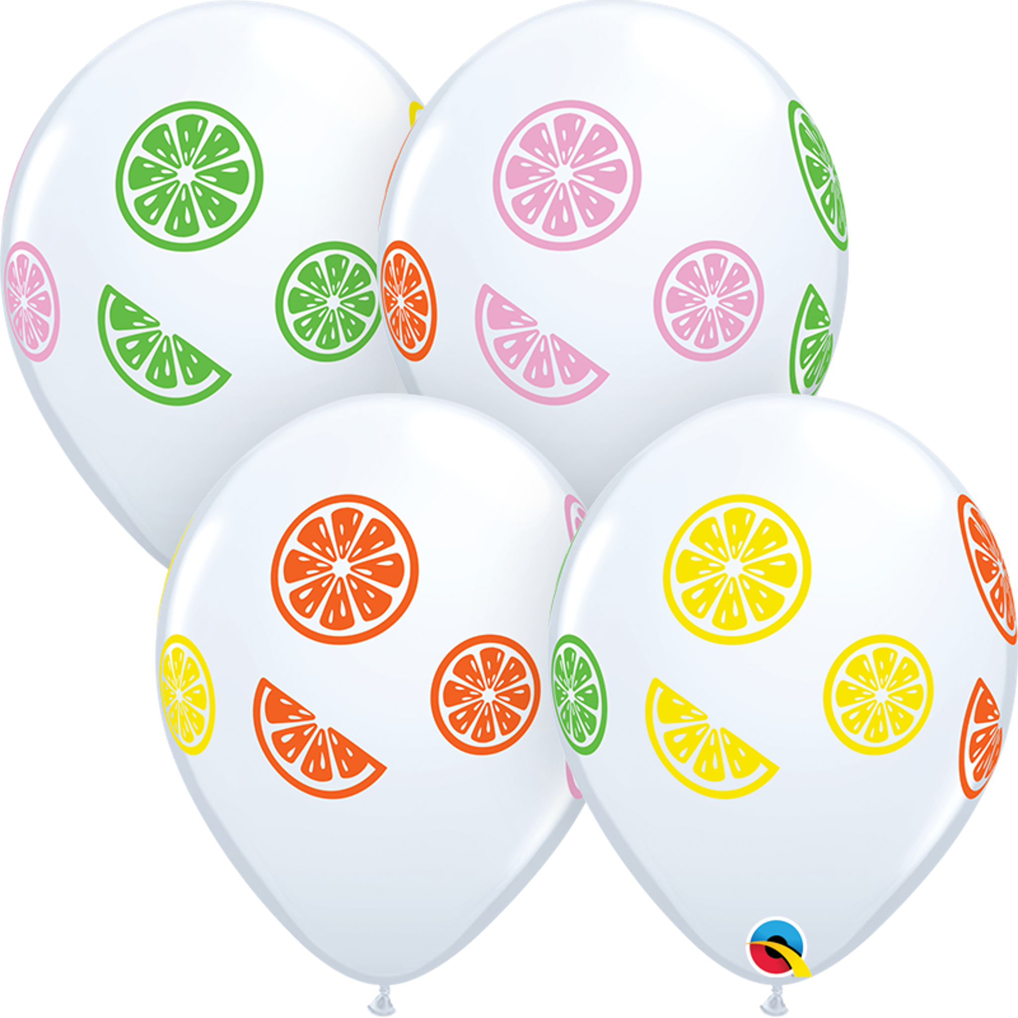 11" White (50 Per Bag) Colorful Fruit Slices Latex Balloons