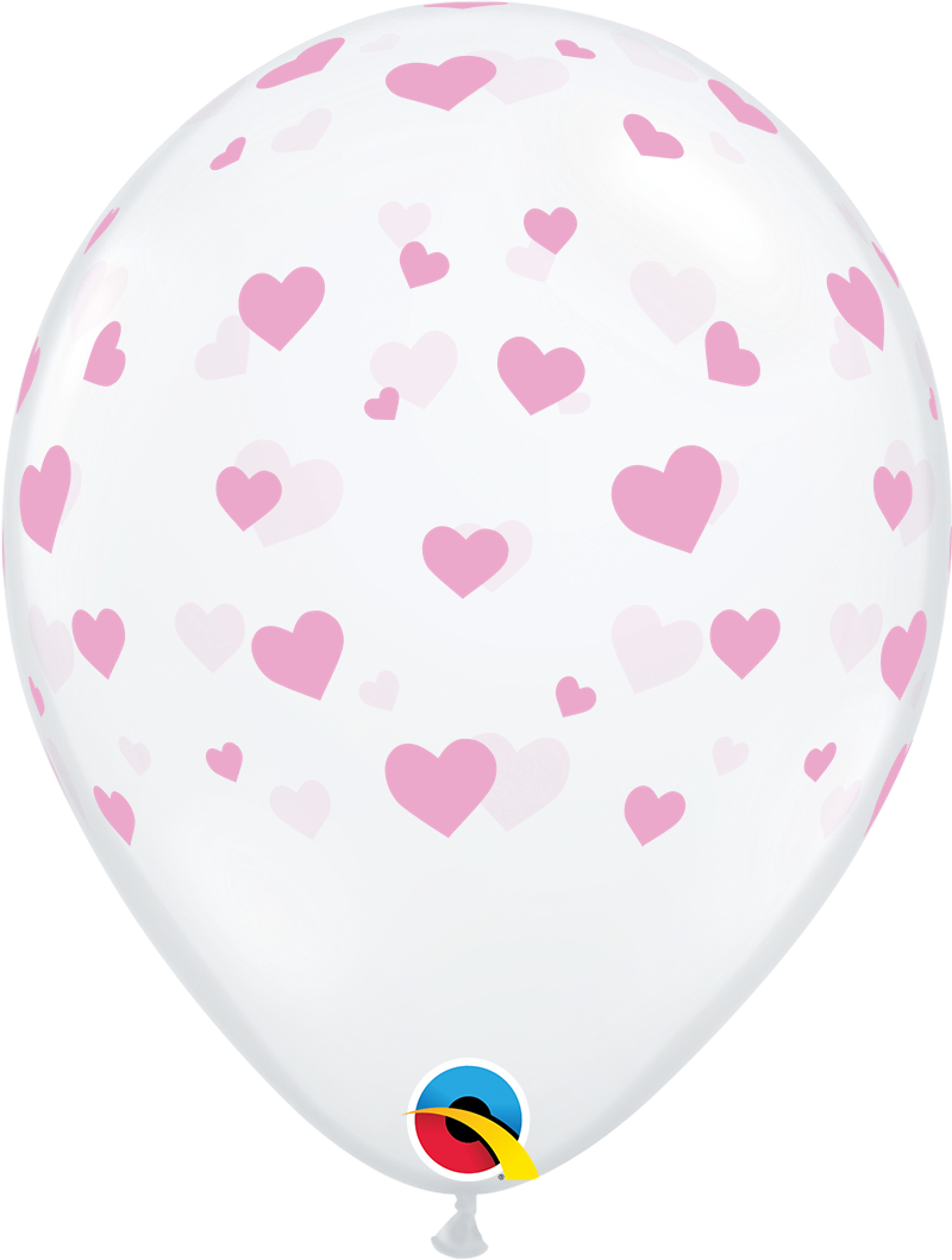 11" Diamond Clear (50 Per Bag) Random Hearts All Around Latex Balloons