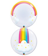 24" Rainbow Clouds Deco Bubble Balloon