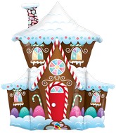 37" Decorated Gingerbread House Foil Balloon