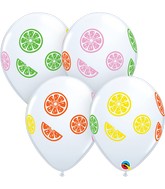 11" White (50 Per Bag) Colorful Fruit Slices Latex Balloons