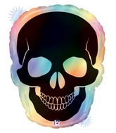 27" Shape Holographic Opal Skull Foil Balloon