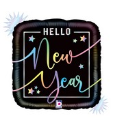 18" Foil Holographic Opal Hello New Year Foil Balloon
