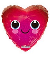 4" Airfill Only Corazon Con Carita Holographic Foil Balloon