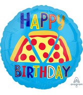 18" Pizza Happy Birthday Foil Balloon