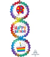 38" SuperShape Happy Birthday Ombre Bursts Foil Balloon