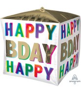 15" Ultrashape Cubez Birthday Offset Letters Foil Balloon