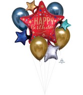 Bouquet Satin Birthday Infused Star Cluster Foil Balloon