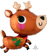 30" SuperShape Adorable Reindeer Foil Balloon