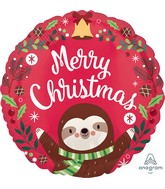 18" Sloth Christmas Foil Balloon