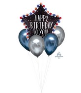 Bouquet Satin Birthday Infused Star Foil Balloon