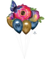 Bouquet Satin Infused Flower Butterfly Foil Balloon