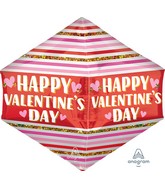 21" UltraShape Anglez Happy Valentine's Day Stripes & Glitter Foil Balloon