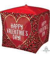 15" Ultrashape Cubez Happy Valentine's Day Animal Print Foil Balloon