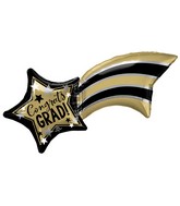 27" SuperShape Gold, Silver Black Grad Shooting Star Foil Balloon