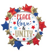 30" SuperShape Peace Love Unity Stars Foil Balloon