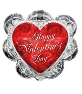 14" Airfill Only Happy Valentine Day Ruffled Heart Foil Balloon