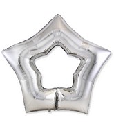 34" Silver Hole Star Foil Balloon