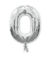 34" Number 0 Silver Foil Balloon
